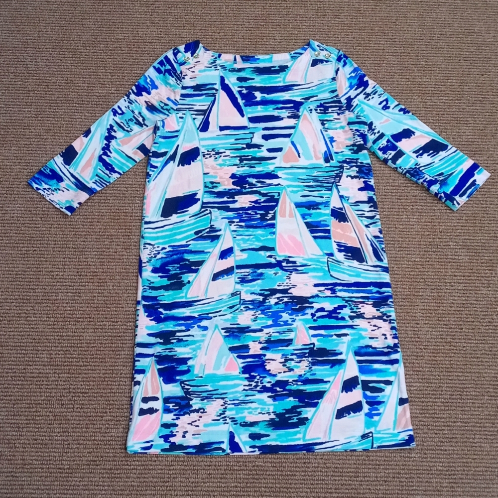 Lilly Pulitzer girls youth dress, XL 12-14, Blue, Pink, White